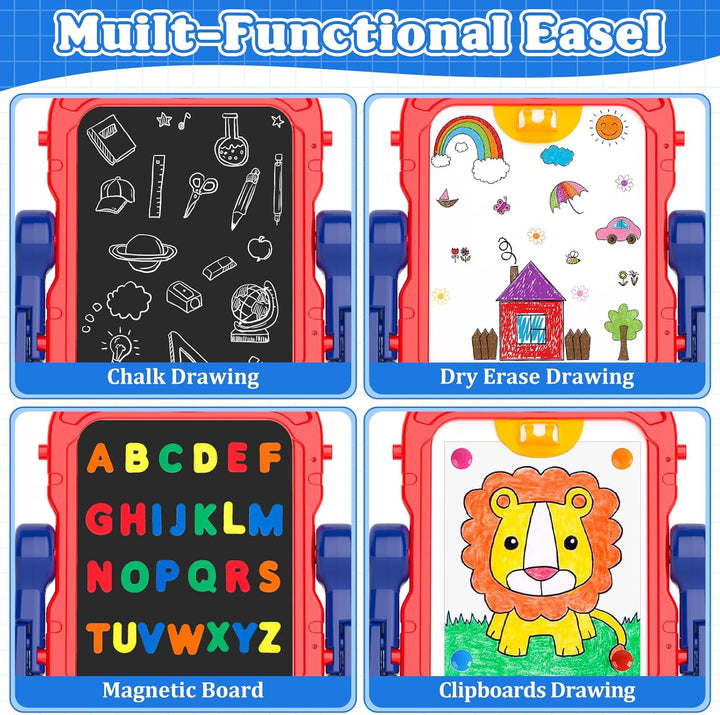 Easel for Kids,Toddler Toys for Ages 2-4, Double-Sided Magnetic Kids Art Easel for 2 Year Old Boy Birthday Gift,Toys for 3 Year Old Boy Dry Erase Boards,Drawing Boadrs for 2 3 4 5 Years Old Girl Gift