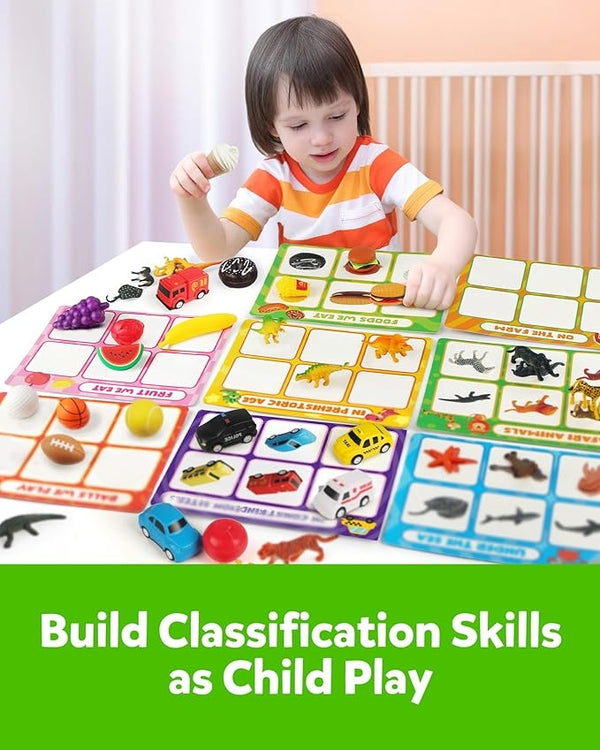 Dinosaur Color Sorting Sensory Toy Gift for Toddler Activities Fine Motor Matching Game Roadtrip Travel Essential Montessori Autism Fidgets for Classroom Stocking Stuffers for Kid 3 4 5 Year Old Boy
