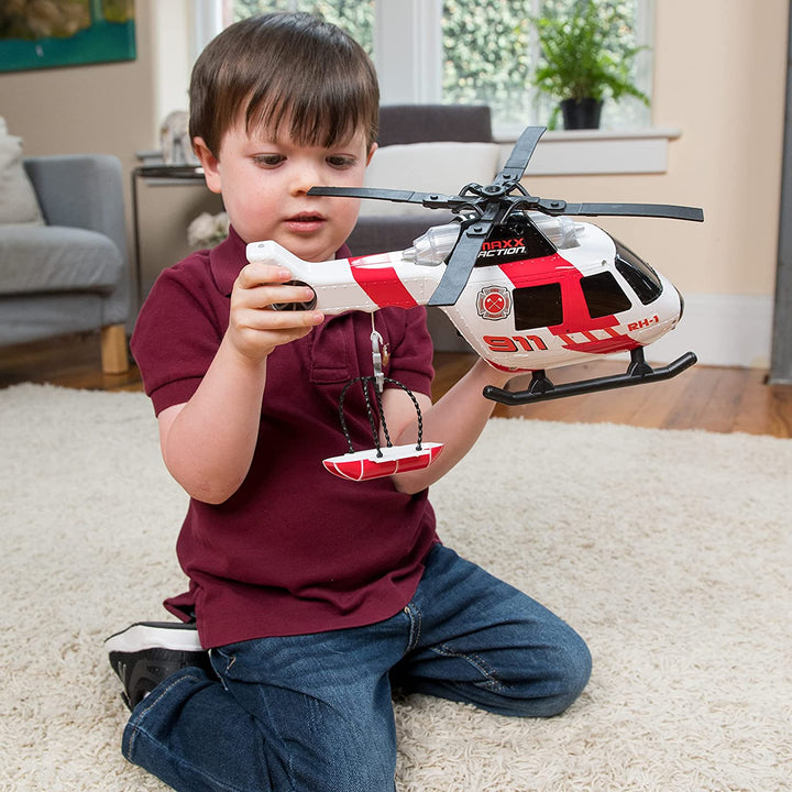Maxx Action Large Helicopter - Lights and Sounds Vehicle with Motorized Turbine and Spinning Rotors