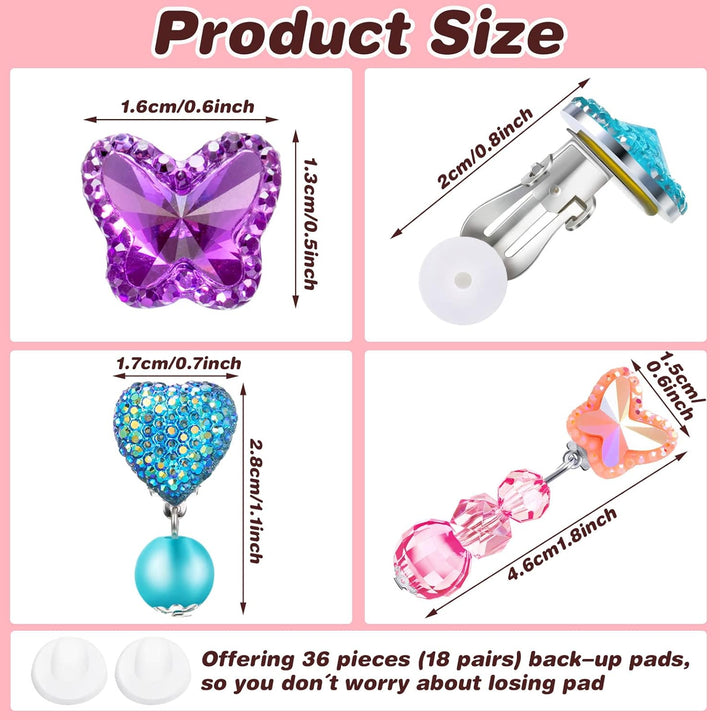 9 Pairs Girls Clip on Earrings Pretend Princess Play Earrings Jewelry Set (Lovely Colors)
