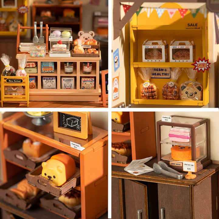 DIY Miniature Doll House Kit, Build Becka'S Bakery Diorama House Building Set with LED Room Hobby Craft for Aduls Uniue Gifts for Teens