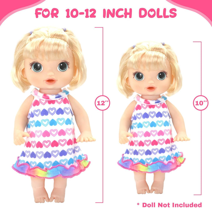 10 Set Alive Baby Doll Clothes, Doll Clothes for 10-12 Inch Girl Dolls Outfits Accessories Include Cute Jumpsuit, Skirts