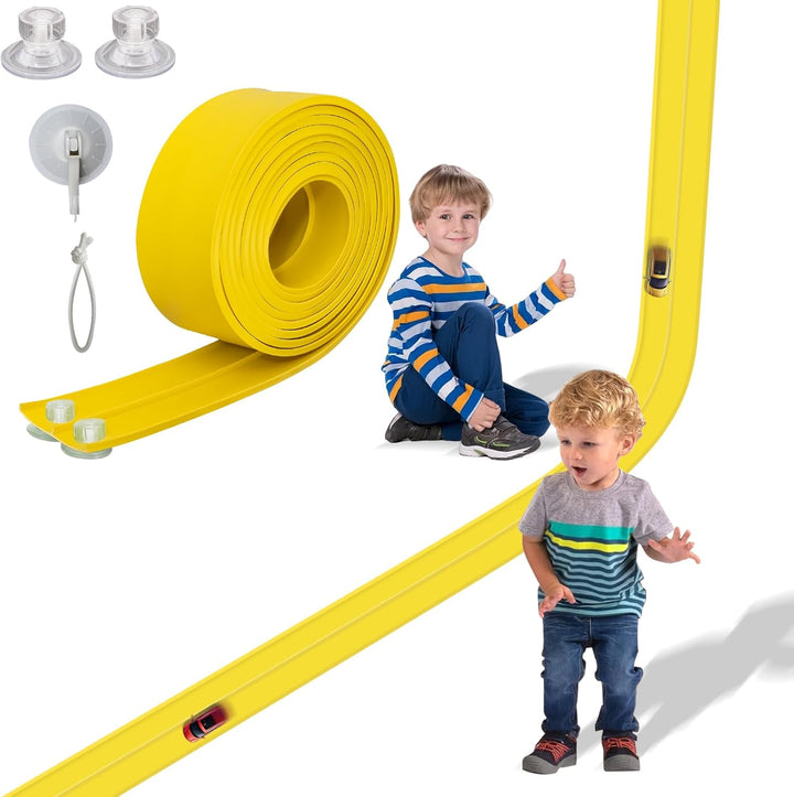 Flex Track 15 Ft Starter Set, Flexible Race Car Ramp Track for Ages 3 & up with Suction Cups Compatible with Hot Wheels and Diecast 1/64Th Cars