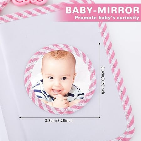 Baby'S First Family Album - Soft Cloth Photo Book Gift Set with Baby-Safe Mirror | 5.5X7 Inch Holds 17 Photos Fabric Memory Book for Newborns, Toddlers, Baby Showers