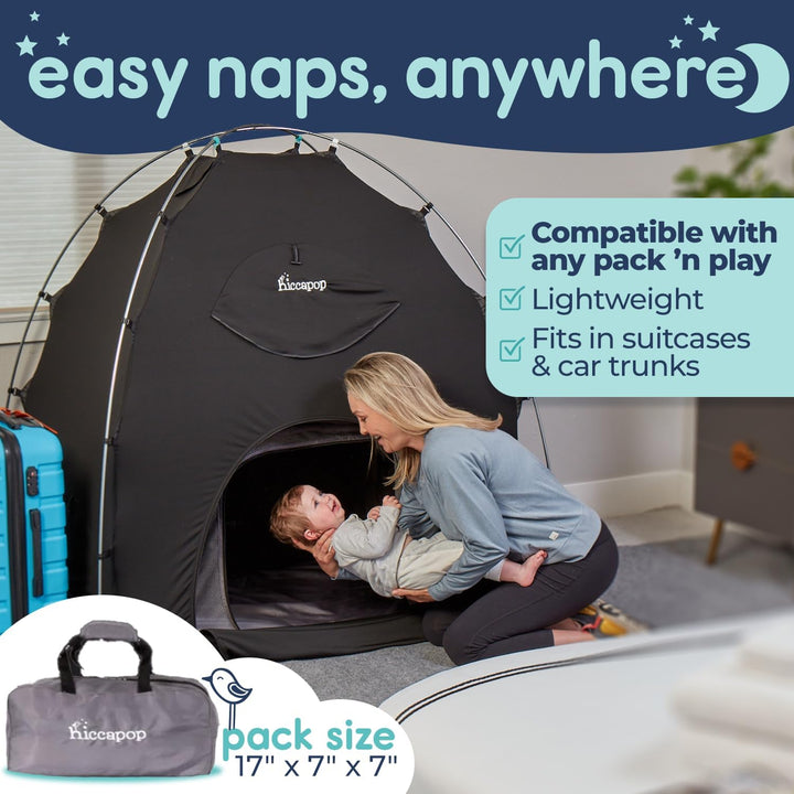 Daydreamer Blackout Tent for Pack and Play, Patented Portable Crib Tent, Blackout Canopy Crib Cover, Sleep Pod for Kids