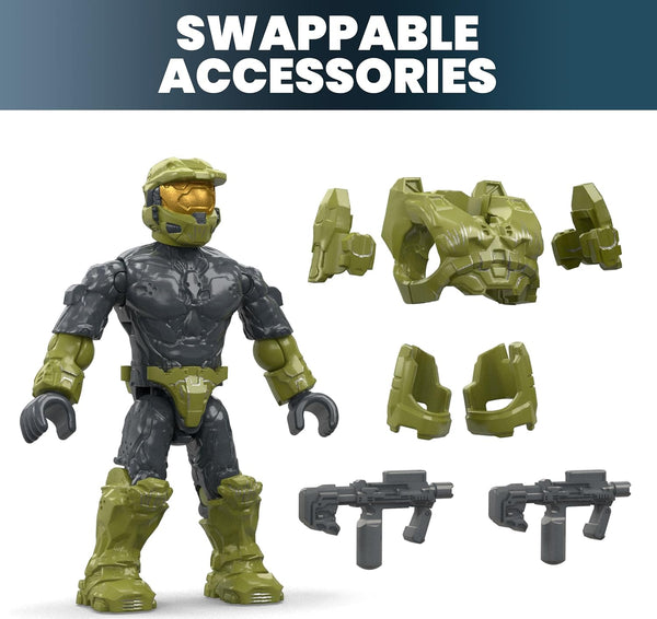 MEGA HALO Action Figures Building Toys Set, Character Pack with 339 Pieces, Poseable Articulation, 2 Inches Tall, Kids or Adult Collectible