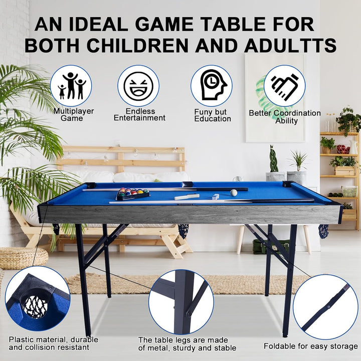 54" Upgrade Multi Game Table,5 in 1 Folding Portabel Games with Accessories,Ping Pong,Pool Billiard,Shuffleboard,Bowling,Hockey Combo Game Set for Indoor and Outdoor Family Game Table