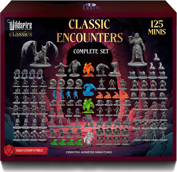 Classic Encounters - 125 Iconic DND Miniatures Bulk Monsters, Unpainted 28Mm DND Minis, D&D Miniatures, Dungeons and Dragons Figures Mini, Dnd Figurines, Fantasy Tabletop D&D Accessories Assembled