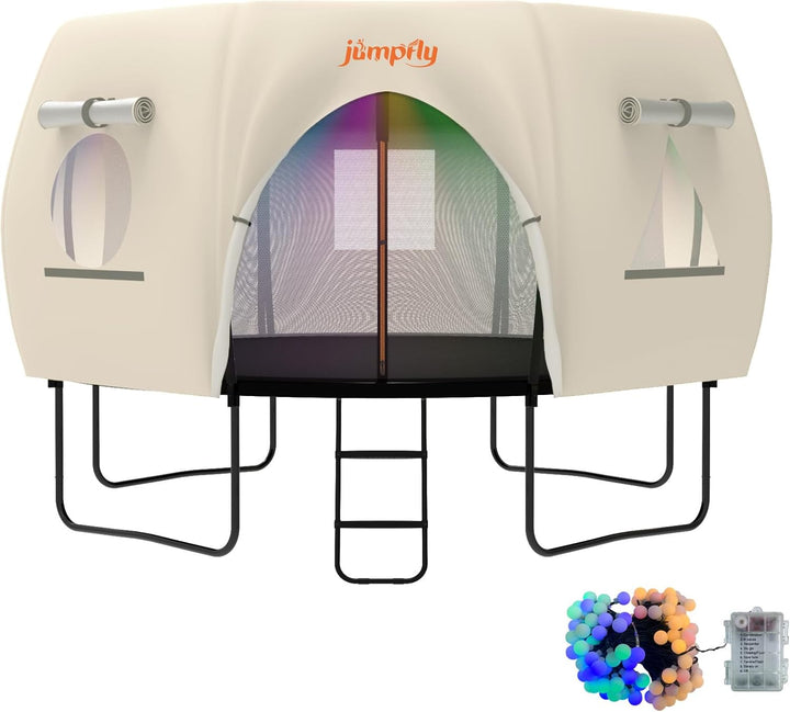 round Trampoline Tent for Kids(Tent Only),Fit for 6/8 Curved Poles round Trampolines, Trampoline Shade Cover with LED Light, Trampolien Accessories, Anti-Tear