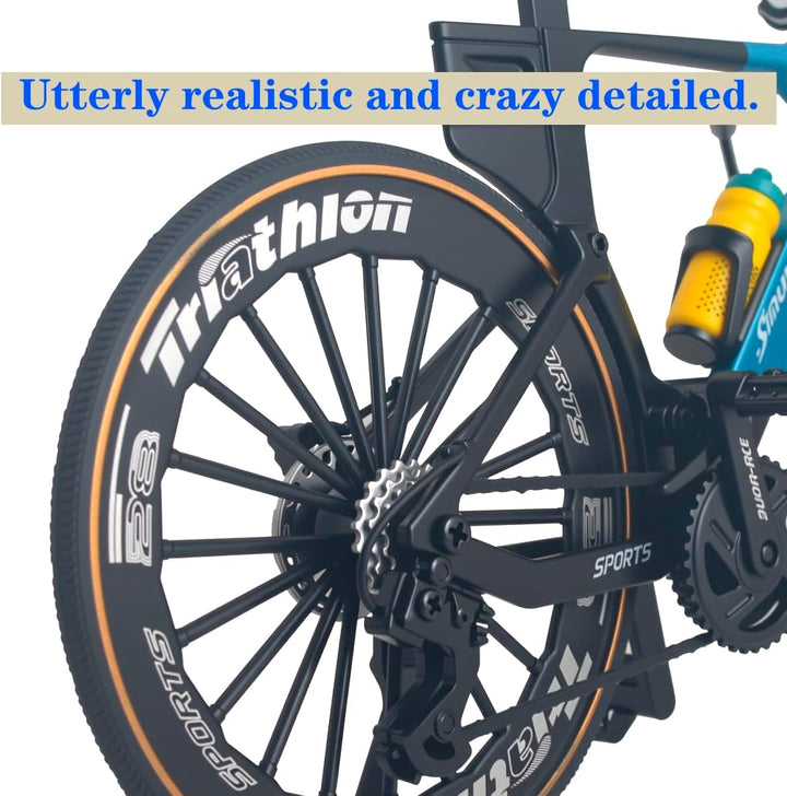 1:8 Scale Road Race Bike Toy Racing Bicycle Die-Cast DS Mini Road Finger Rider Bicycle Model Desktop Decoration DH Alloy Bike Action Figurine Toy for Cake Topper Crafts (Blue)