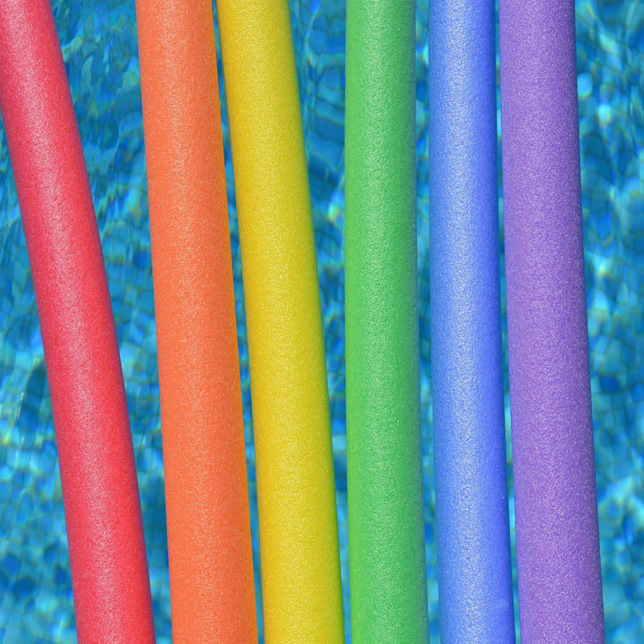 6 Pack Foam Pool Noodles – 48” X 2.5” Hollow Core – Extra Dense, Durable – Made in North America