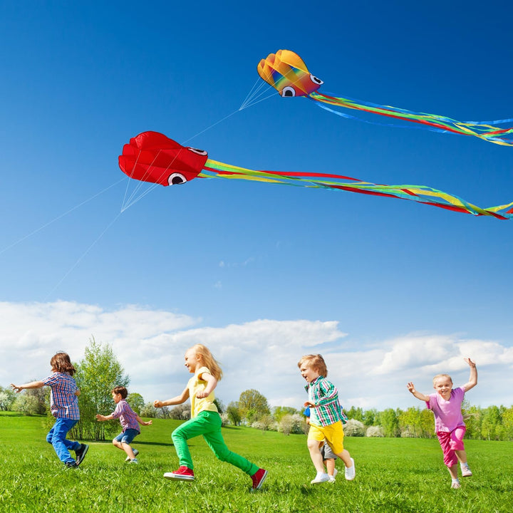 Large Octopus Kites for Kids & Adults,Big Kite for Beginners, Kites for Kids Ages 4-8,Outdoors Activities with Line and Handle