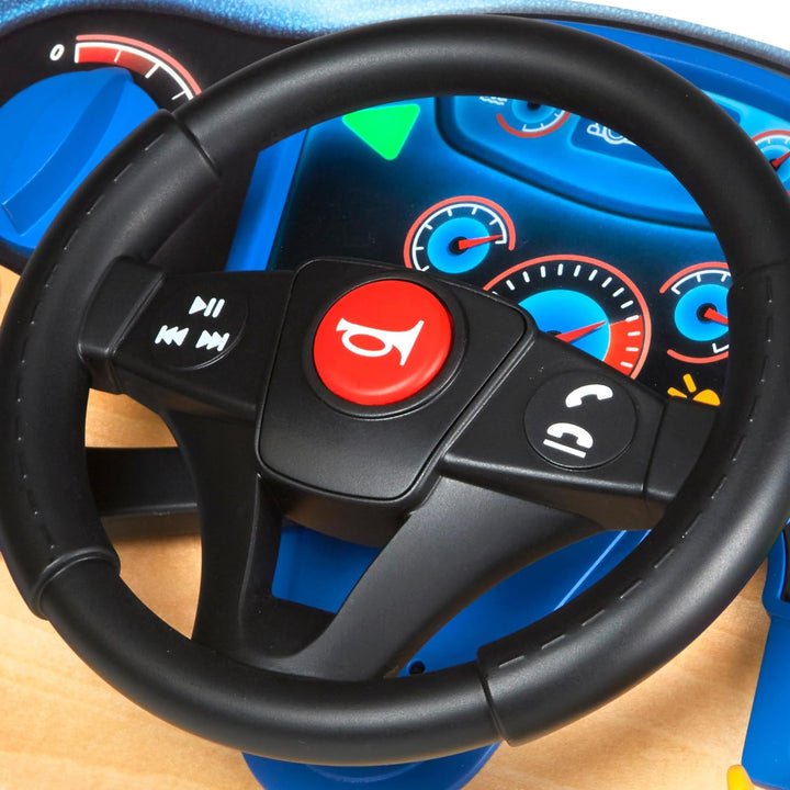 Vroom & Zoom Interactive Wooden Dashboard Steering Wheel Pretend Play Driving Toy - FSC Certified