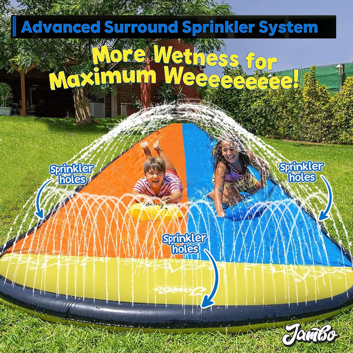 XL Premium 20Ft Slip Splash and Slide with 2 Bodyboards, Heavy Duty Water Slide with Advanced 3-Way Water Sprinkler System, Backyard Waterslide, Splash Mat, Outdoor Water Toys N Slides for Kids