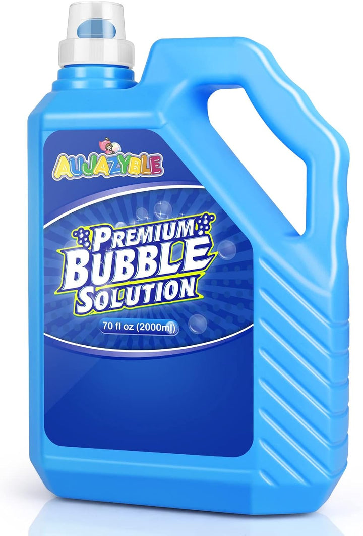 Bubble Solution Refill - 70 Ounce Premium Bubble Liquid Refills for Bubble Machine, Wand, Gun, Blower at Wedding and Party - Bubbles Toy for Kids Toddlers Boys Girls (With Portable Handle)