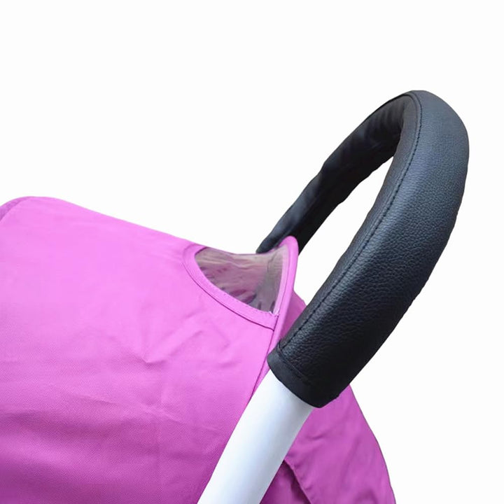 Baby Stroller Armrest Bumper Handlebar Sleeve Cover Universal Handle Cover Dustproof Protect PU Leather Case with Removable Zipper Brown