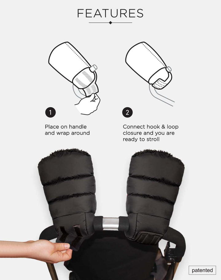 7AM Enfant Stroller Warmmuffs - Polar Hand Warmers with Anti- Freeze, Cold Weather, Water Repellent & Warm Hand Gloves for Pushchair, Pram, Stroller & Car Seat Bar