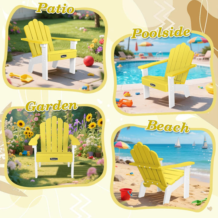 Kids Outdoor Chair, HDPE Kids Adirondack Chairs, All Weather Easy Installation Toddler Outdoor Chair with Ergonomic Design for Patio, Garden, Picnic, Backyard, Beach