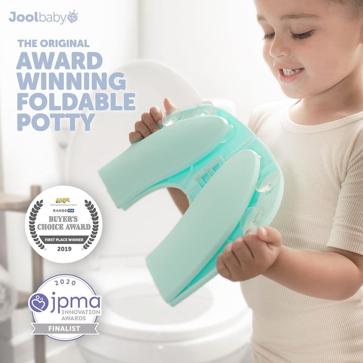 Jool Baby Folding Travel Potty Training Seat for Toddlers, Fits round & Oval Toilets, Non-Slip Suction Cups, Includes Free Travel Bag (Aqua)