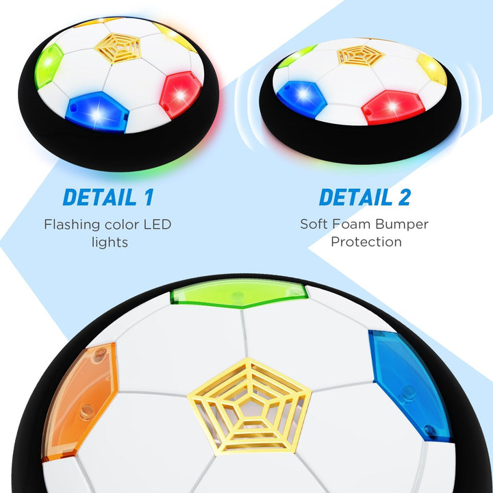 Kids Toys Hover Soccer Ball (Set of 2), Battery Operated Air Floating Soccer Ball with LED Light and Soft Foam Bumper for Indoor Outdoor Game, Gifts for Age 3 4 5 6 7 8-16 Year Old Boys Girls