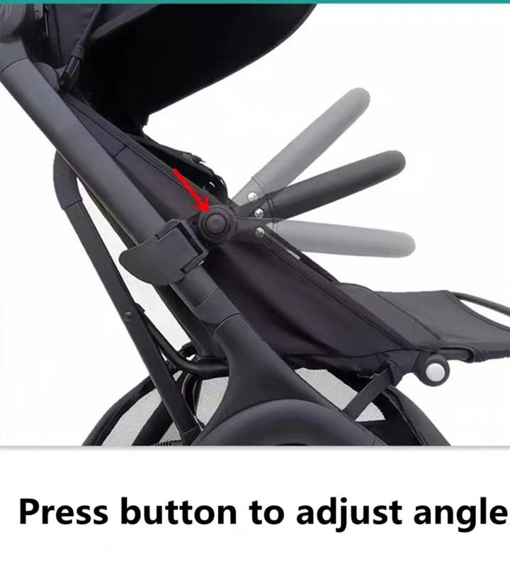 Adjustable Angle Baby Stroller Bumper Bar, Armrest, Handle, Crossbar Accessories Just for BBZ YOYO/YOYO2 with Black Smooth Leather Cover