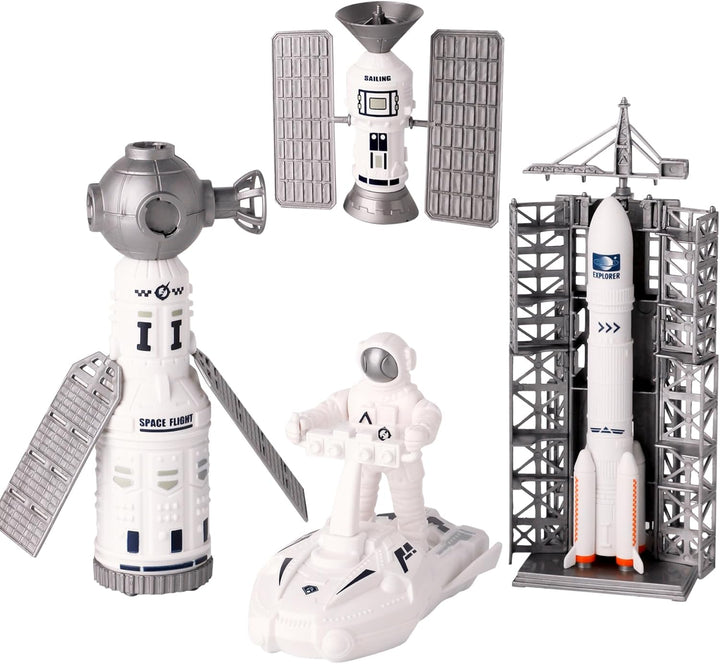 Space Exploration Shuttle Toys, Space Explorer Toy Kit, Include Signal Receivers, Satellites, Astronaut, Space Scooter, Space Toys Gift for Exploring Boys and Girls