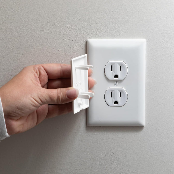 Safety Stayput Double Outlet Plug Cover - One Plug Covers Both Outlets! Secure Fit and Beveled Edges Prevent Small Fingers from Removing unlike Other Products| Fits All Outlets | 6 Pack | White