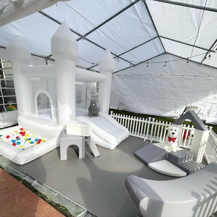White Bounce House, House with Blower, Inflatable Bouncer, Children'S Toy, Sewn Extra Thick Material for Durability