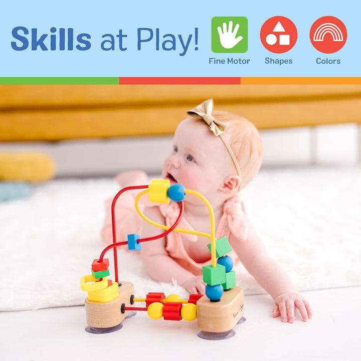 First Bead Maze - Wooden Educational Toy for Floor, High Chair, or Table Infant Maze Toy, Bead Maze Toys for Toddlers and Babies