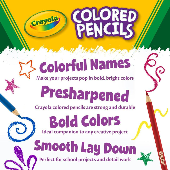 Colored Pencils (36Ct), Kids Pencil Set, Back to School Essentials, Must Have Classroom Supplies for Kids, Pre-Sharpened Coloring Book Pencils, 3+