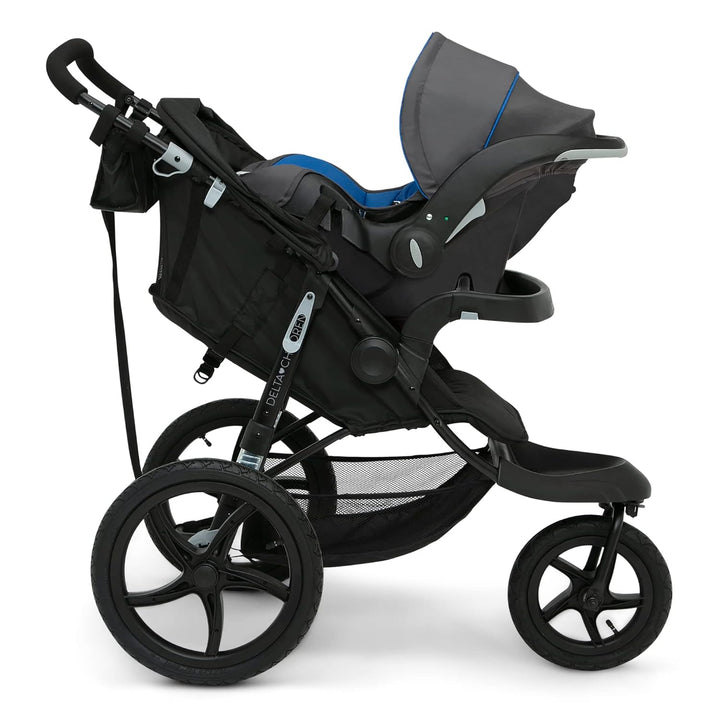 Apollo Jogging Stroller - Shock Absorbing Frame with Large Canopy & Recline - Car Seat Compatible, Black