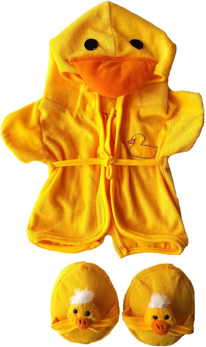 Duck Robe & Slippers Pajamas Outfit Teddy Bear Clothes Fit 14" - 18" Build-A-Bear and Make Your Own Stuffed Animals