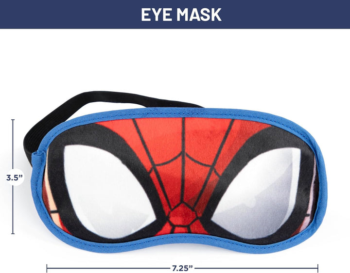 Marvel Spiderman 3 Piece Sleepover Set - Cozy & Warm Kids Slumber Bag with Pillow & Eye Mask (Official Marvel Product)