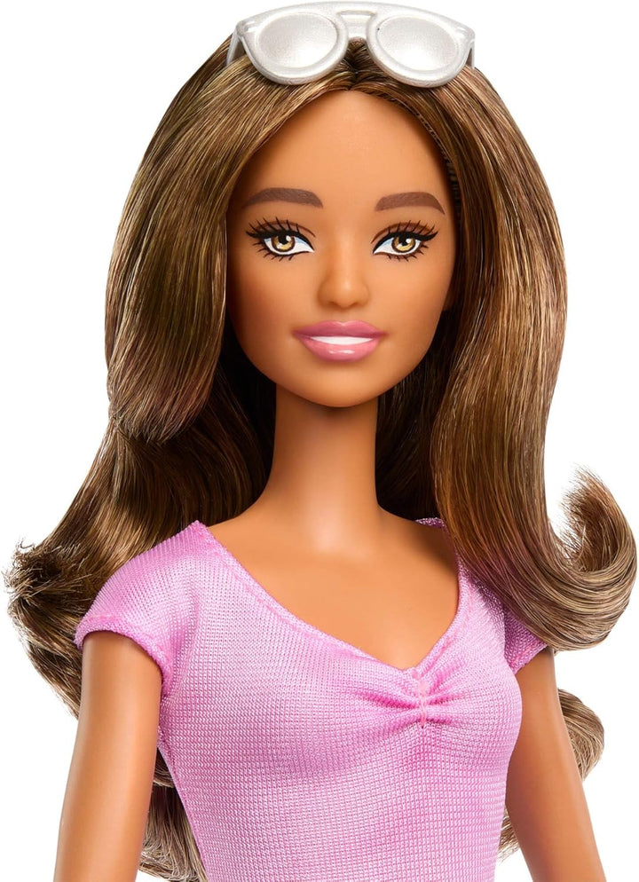 Fashionistas Doll #228, Blind Doll Wearing Pink Top and Ruffled Skirt with Cane and Sunglasses in Partnership with the American Foundation for the Blind