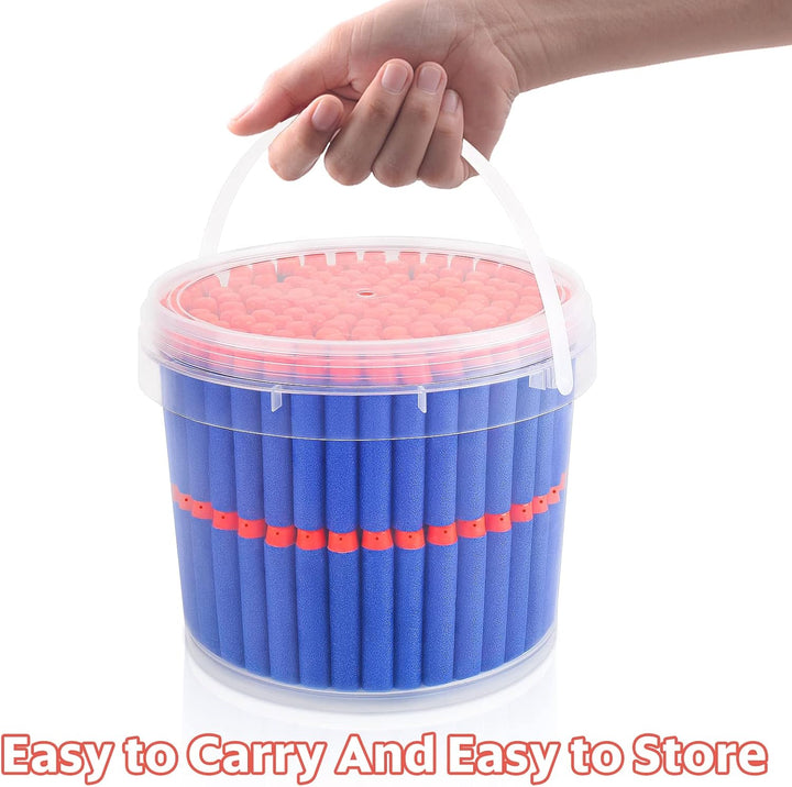 Refill Darts Bullets Compatible with Nerf Guns N-Strike Elite Series, 300PCS Refill Darts Premium Foam Bullets Pack with Portable Storage Bucket