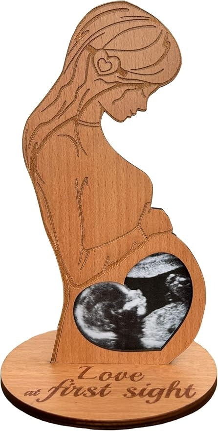 Love at First Sight Sonogram Picture Frame, Gender Neutral Ultrasound Keepsake, Baby Gift for Expecting Parents, Ideal Pregnancy, Shower and Nursery Decor, 4” X 3” Photo Insert, Rustic