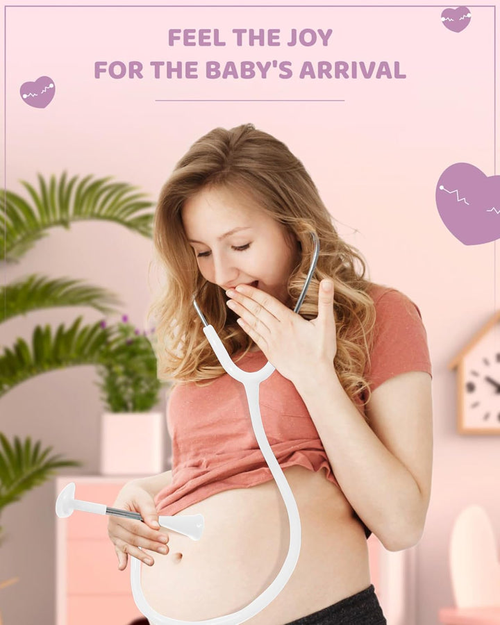 -Fetal Heartbeat Monitor, Fetoscope Heart Beat Monitors for Pregnancy Detection - 24 Weeks, Baby Heartbeat Monitor Pregnancy, at Home Fetal Heartbeat Monitor with the Stethoscope (White)