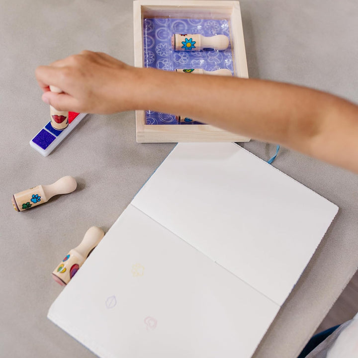 Happy Handles Wooden Stamp Set: 6 Stamps and 6-Color Stamp Pad
