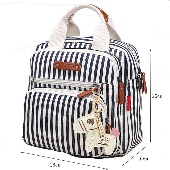 Mini Multi-Function Diaper Bag Tote Messenger Backpack-Stripes