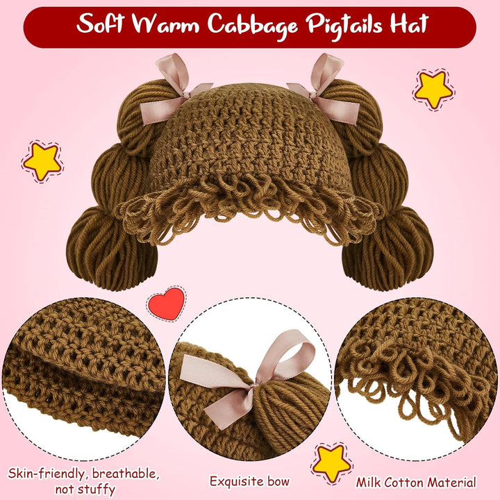 Halloween Cabbage Patch Costume Baby Yarn Wig for Girl Infant Baby Cabbage Patch Dolls Wigs for Boys Girls Infant Costume(Brown)