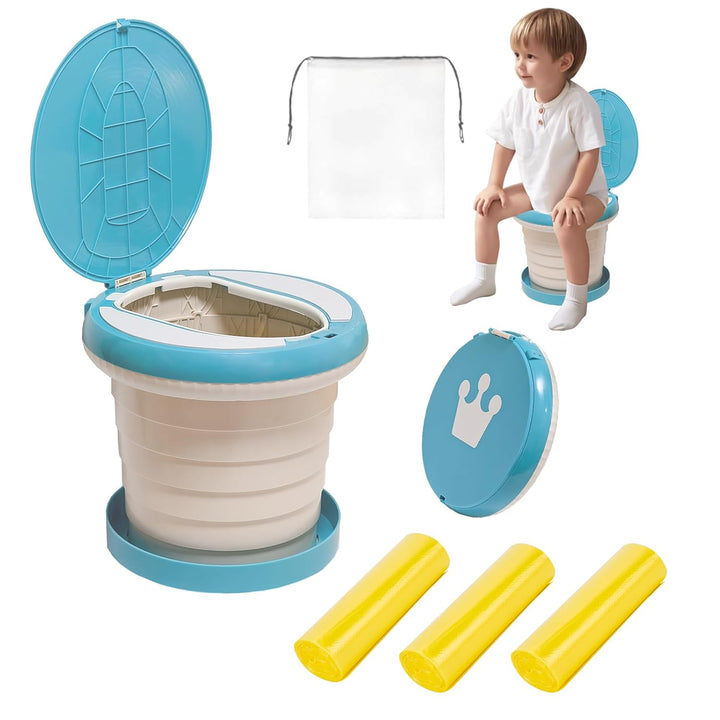 Portable, Foldable Potty Seat for Toddler, Training Toilet Seat Emergency Toilet for Car, Camping, Outdoor, Indoor (Grey, Small)