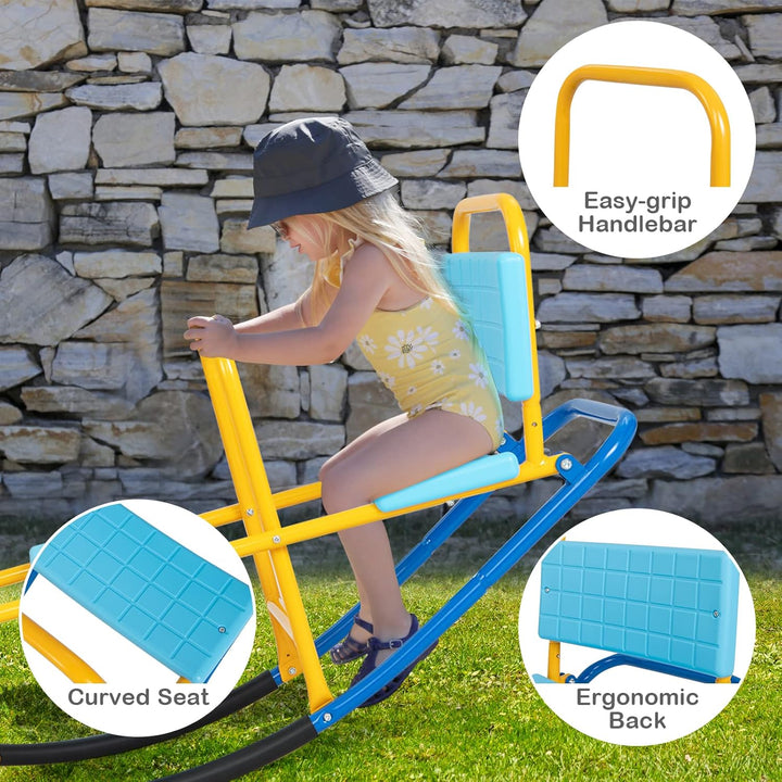 Kids Seesaw Teeter Totter, 3-Person Heavy Duty Metal Playground Equipment for Backyard, Indoor Outdoor Rocking Fun for Toddlers Boys Girls Age 3-8, Teeter Totter for Kids Outdoor(Blue)