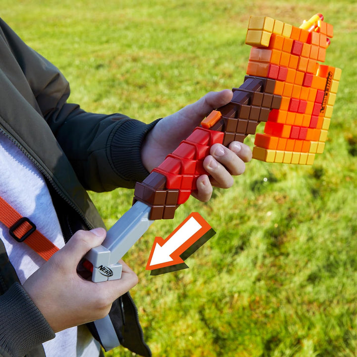 Minecraft Firebrand, Dart Blasting Axe, 6  Elite Foam Darts, Design Inspired by Minecraft Axe in the Game, Pull down Priming, Minecraft Toys