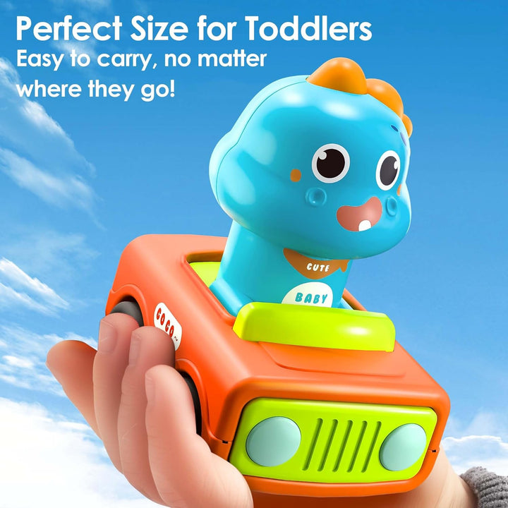 Press to Go Car Toys for Toddlers 1-3, Baby Animal Race Cars, Infant Play Vehicle Set, Boy Push Go Friction Dino Cars for 6-9-12-18 Month, 1St Birthday Gift Stuffer for 1-2 Years Old Kid