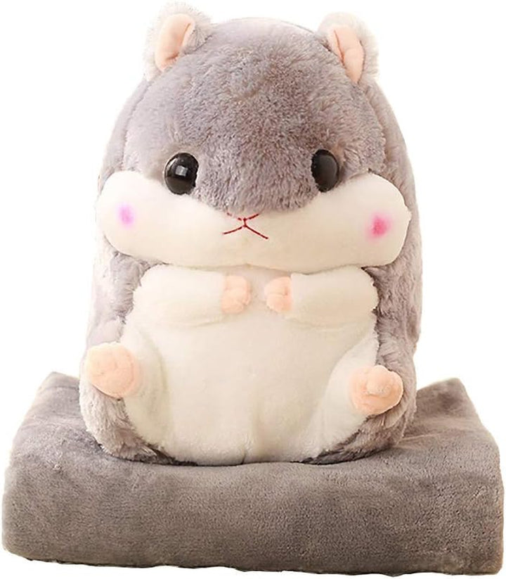 Plush Hamster Stuffed Animal Toys Hamster Throw Pillow with Blanket 19.7 Inches Pink