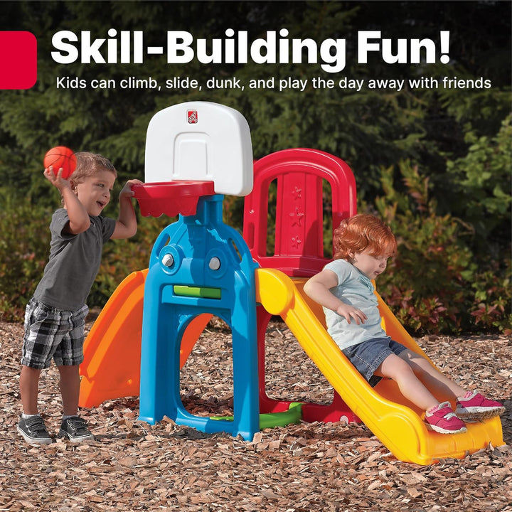 Game Time Sports Climber, Kids Indoor/Outdoor Playset, Backyard Playground Set, Slide, Climbing Wall, Basketball Hoop, outside Jungle Gym, for Toddlers 2-6 Years Old