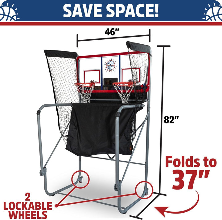 Official Indoor/Outdoor Dual Shot Basketball Arcade Game - Weather Resistant - 16 Different Games - 6 Audio Options - near 100% Scoring Accuracy - Large LED Scoreboard