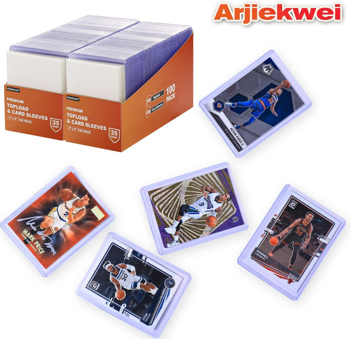 400 Card Sleeves Top Loaders for Cards,  3"X4" Baseball Card Protectors Hard Plastic, Premium Toploaders Card Holder for Trading Sports Football Game Cards(200 Top Loaders + 200 Card Sleeves)