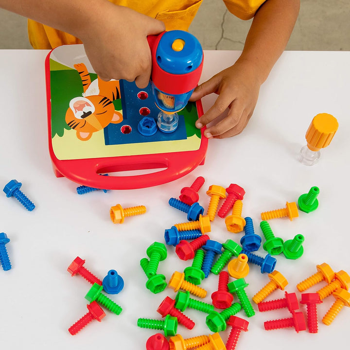 Design & Drill Abcs & 123S - Construction Toys & Toddler Tools, Kids Tool Set with Real Electric Drill Toy, Preschool Learning Activities, Building Kits and Gifts for Ages 3+