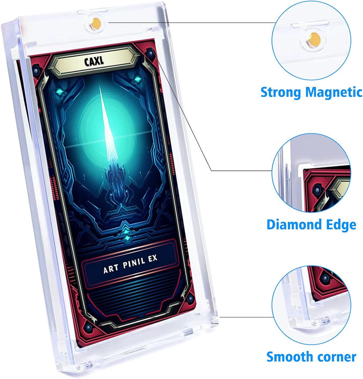 4PCS Magnetic Card Holders for Trading Cards, Card Protector Holders with Acrylic Stands Bases, Baseball Card Holders Fit for MTG, Game Cards, Sports Cards, Football Cards, Baseball Cards (4PCS)